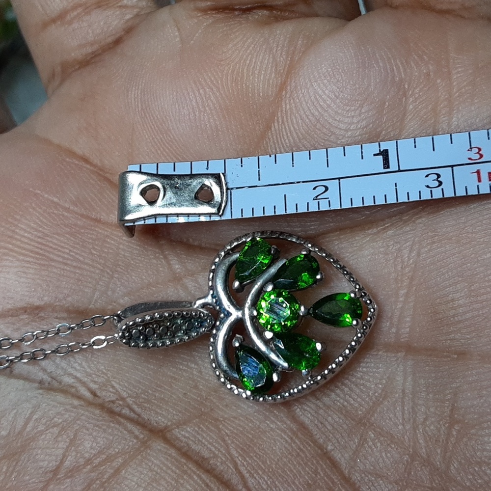 925 Genuine Chrome Diopside Heart Pendant And Chain. Price Is Firm. - Picture 7 of 8
